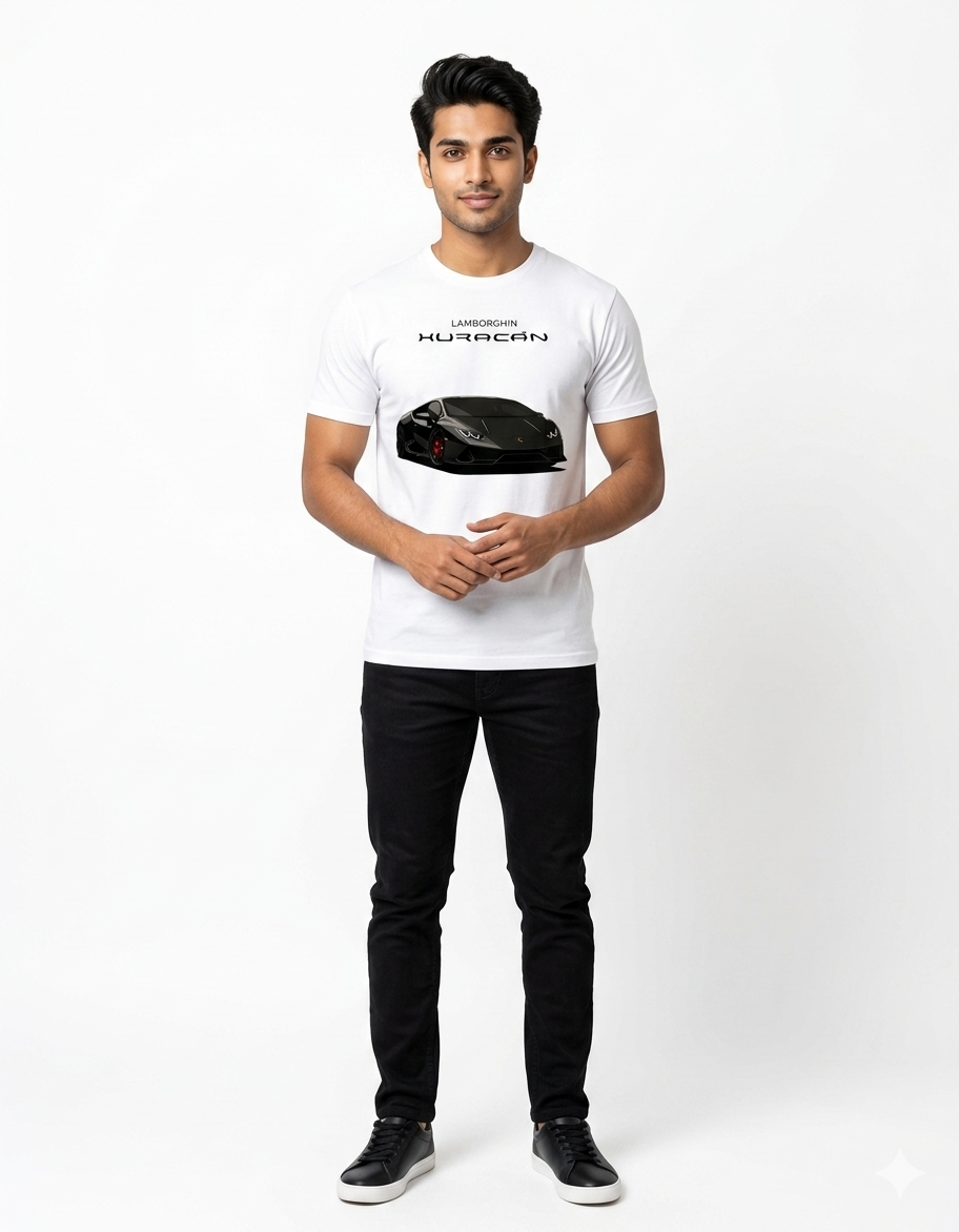 Lamborghini Huracán Graphic Yellow T-Shirt – Premium Supercar Streetwear